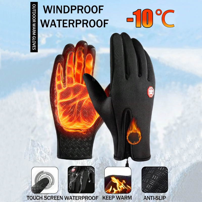 Winter warm gloves for men, touch screen, anti-slip, waterproof and windproof, cycling sports gloves for women, outdoor hobbies