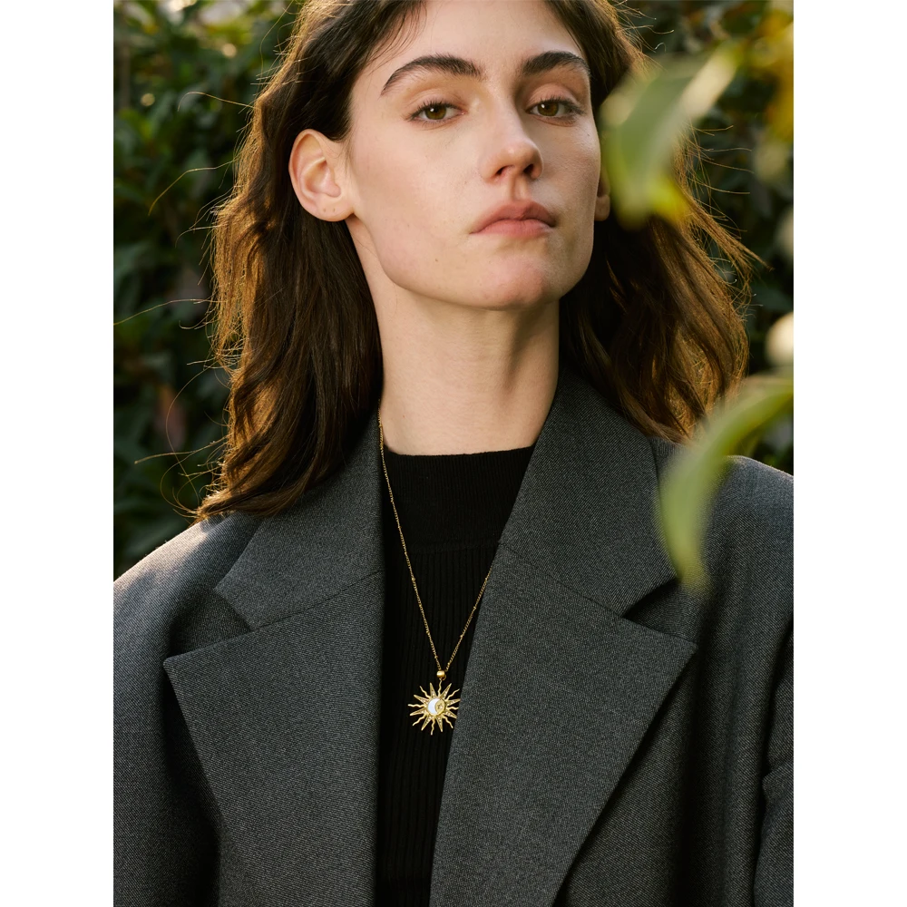 Yhpup Pendant Necklace Stainless Steel Golden Collar