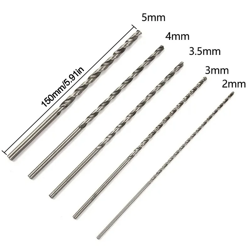 Set 5 Punte Elicoidali Extra Lunghe 150 Mm - Per Legno, Alluminio E Plastica (2-5 Mm) - Foto 2