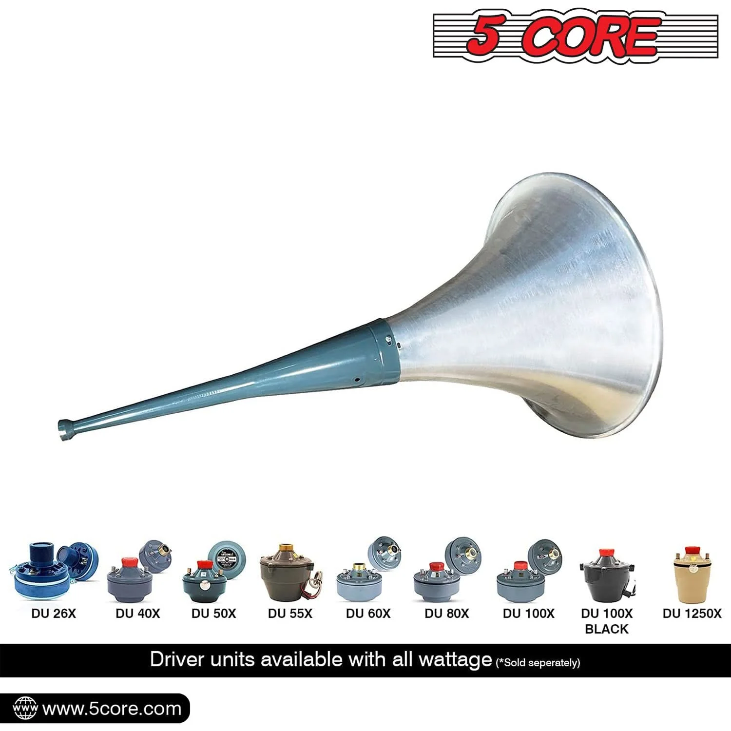 5 Core PA Speaker Trumpet Reflex Horn Throat 22" Aluminum Body Support Most Compression Driver TH 22 6