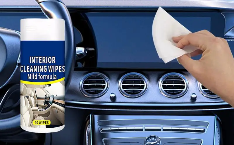 

40 Count Auto Cleaning Wipes Wet Pre Moisturized Car Scent Protectant Wipes Mild Automotive Interior Cleaning for Car Detailing