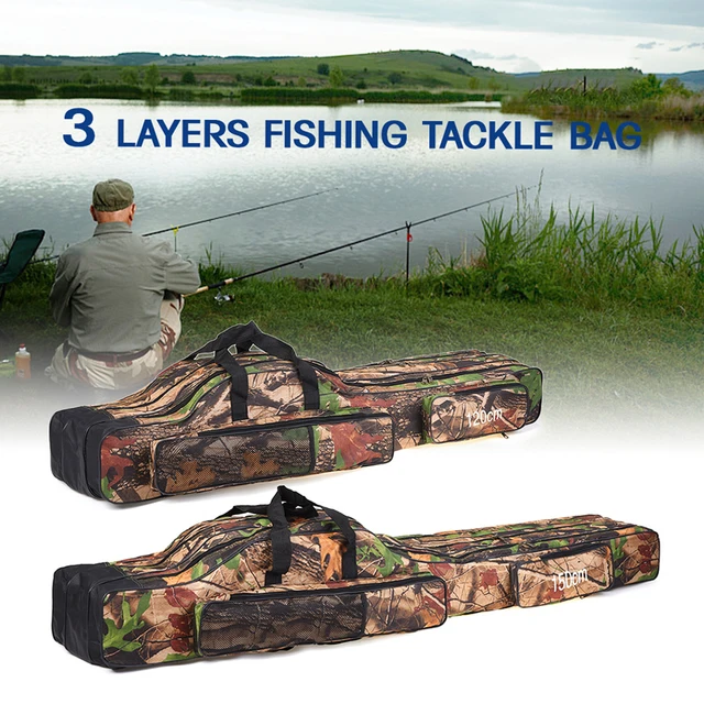 120cm/150cm 3 Layers Fishing Bag Portable Folding Fishing Rod Reel Bag  Fishing Tackle Carry Bag Case Travel Storage Bag - AliExpress