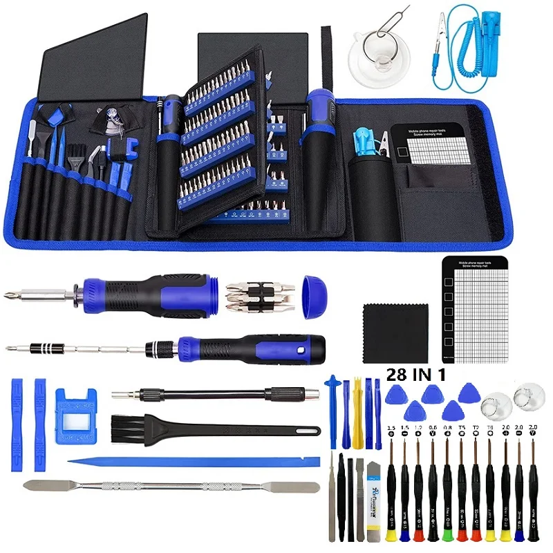 218개 스크루드라이버 세트 휴대폰 컴퓨터 먼지 제거 정밀 수리 너트 드라이버 다중 모델 자석 스크루 키 수공구
