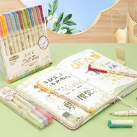 24Color Retro Lettering Art Marker Drawing Pen Set Multicolor Soft Brush Tip Calligraphy Painting Aesthetic Cute School Supplies 3