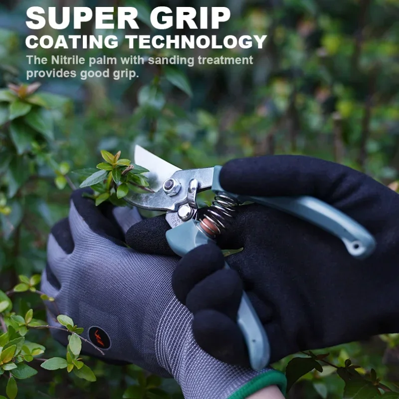 JIMIHOME Gardening Gloves Rose Pruning Proof Gloves Breathable Rubber Coated Gloves for Digging Planting Garden Tools 4