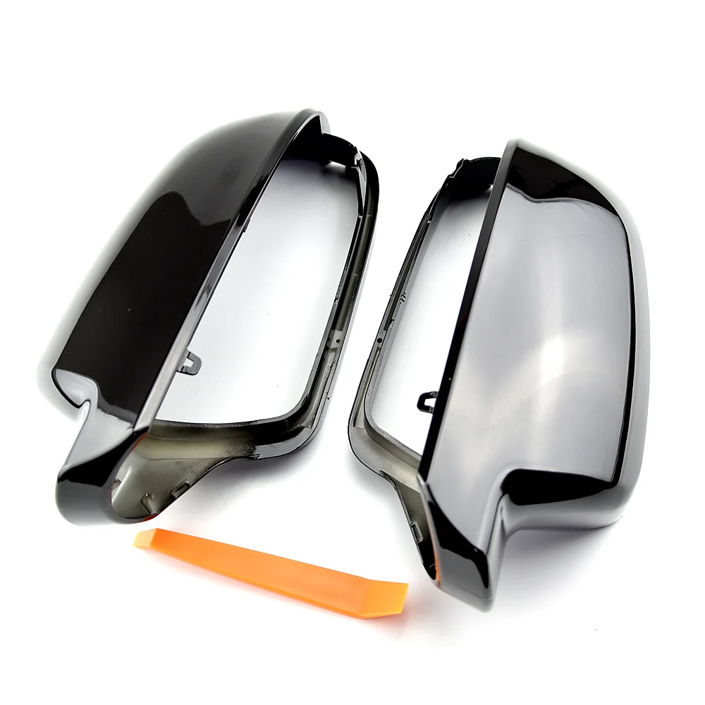 

1Pair Side Wing Rearview Mirror Cover Cap Casing Shiny Black Fit for AUDI A3 A4 B8 A5 A6 A8 S8 Q3 Without Side Assist