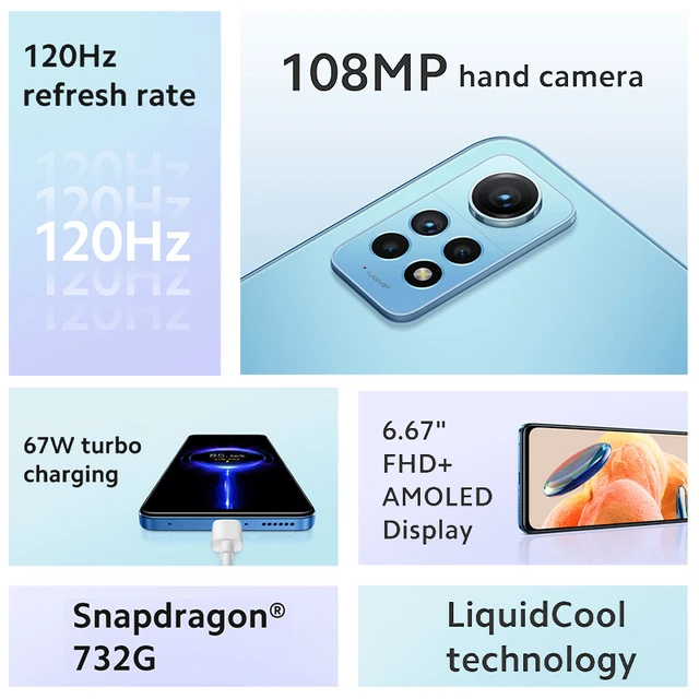 Xiaomi Redmi Note 12 Pro 4G Smartphone 128GB/256GB NFC, Snapdragon 732G,  Pantalla AMOLED de 6