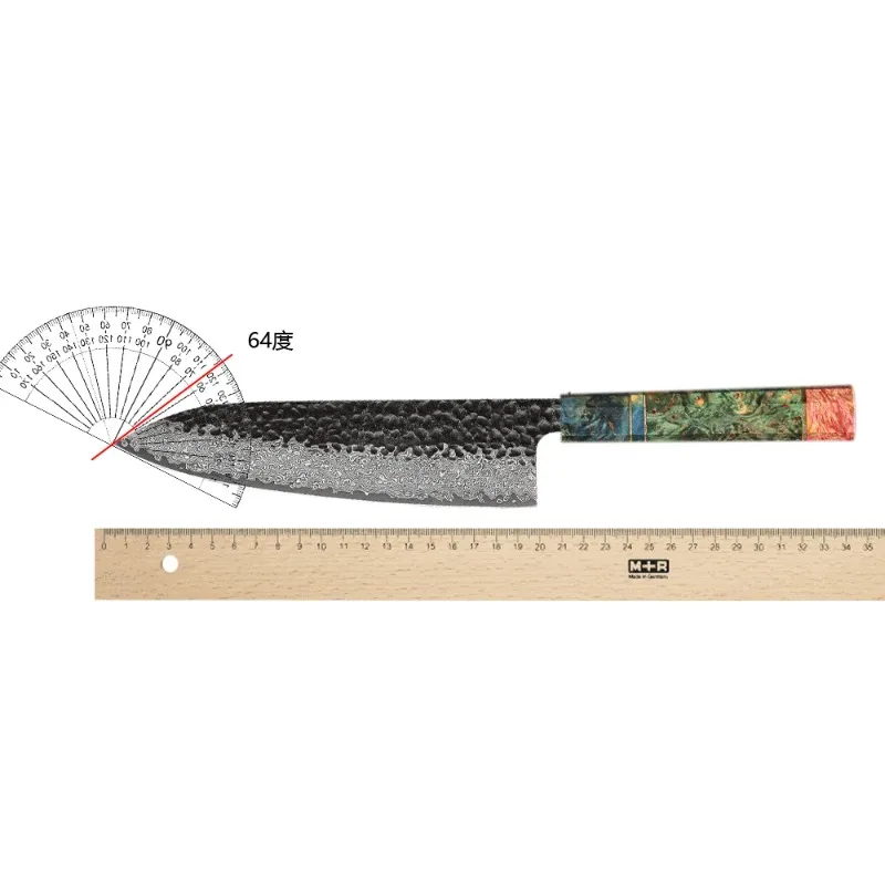 Kitchen Knife Hand Forged Damascus Steel 8-inch Chef Knife with Stable Handle for Cutting Raw Meat Vegetables and Fruits At Home