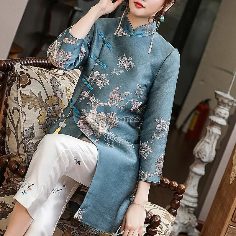Hanfu Jacket Chinese traditional clothing female Chinese style hanfu improved cheongsam coat women vintage tang suit jacket
