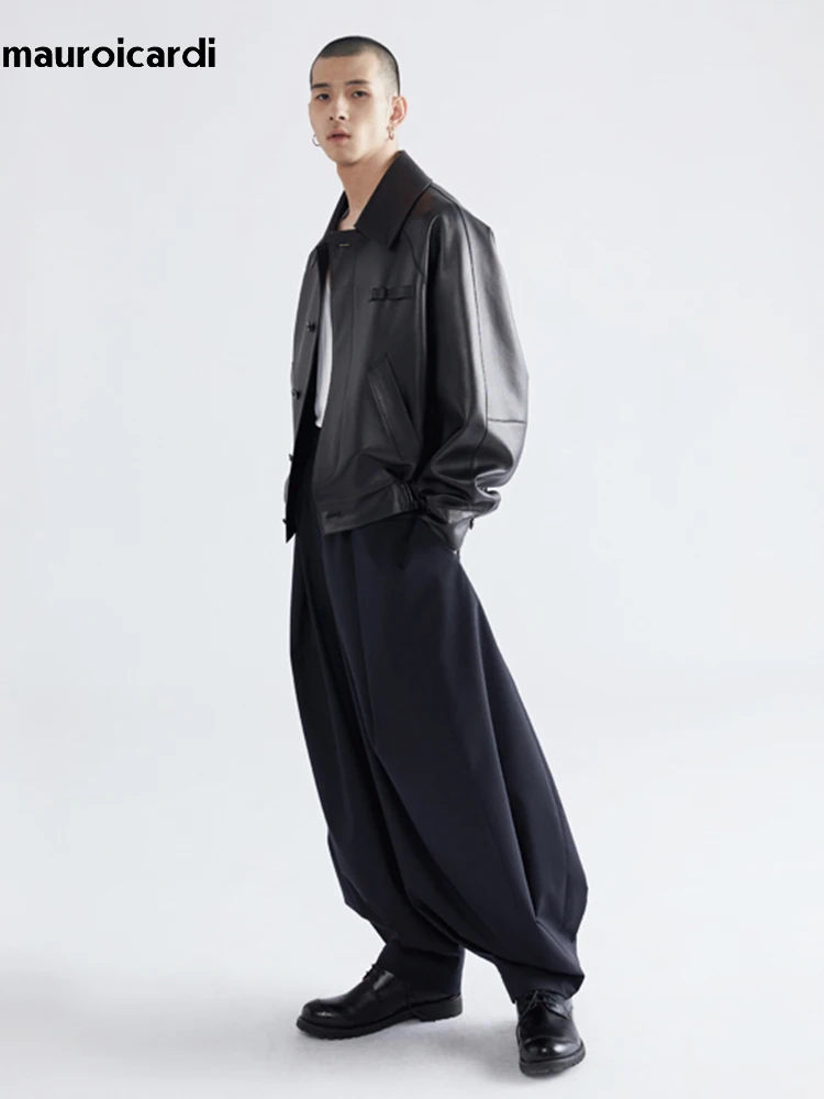 Men Mauroicardi Autumn Loose Casual Lantern Baggy Pants Luxury Designer Streetwear Oversized Trousers