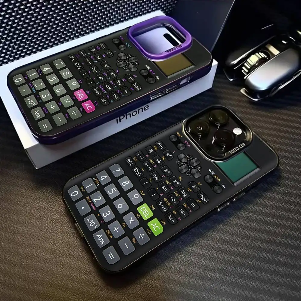 Multicolor Metallic Aurora Matte Laser Phone Case with Stylish Calculator Pattern