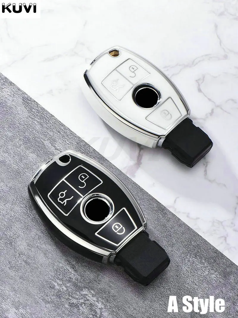 Electroplate TPU Car Key Case Cover Shell Fob For Mercedes Benz A B C E S Class W204 W205 W212 W213 W176 GLC CLA AMG W177 key case,key case cover,car key shell