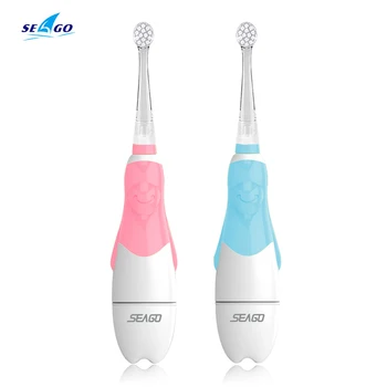 Seago-어린이 음파 전동 칫솔 2 분 스마트 타이머, 어린이 음파 칫솔 다채로운 Led 라이트 브러시 방수 선물