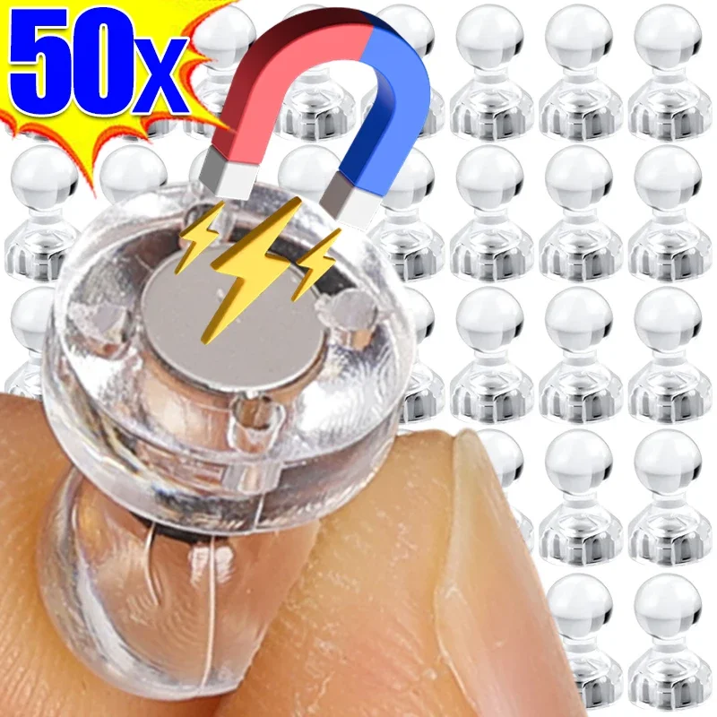 50/10pcs 투명 자기 압정 강력한 자석 푸시 핀 빨판 냉장고 화이트 보드 홈 ..