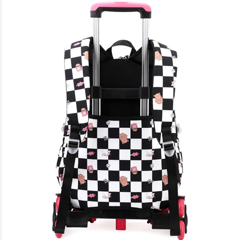 Cartoon Waterpoof Girl Boy 2 Wheels Trolley Schoolbag Removable Children Fold Backpack Kids Luggage Travel School Bags Handbag