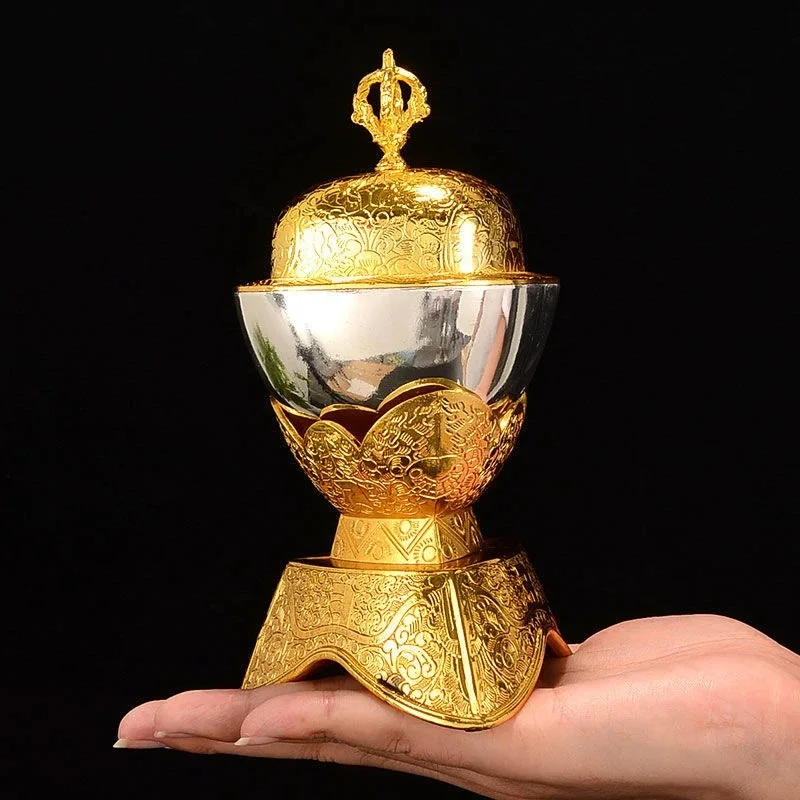 Bronze Tibetan Toba Bowl Tantric Alloy Handicraft Buddhist Auspicious Tribute Buddhism Home Gift Collection Desktop Decorative 2