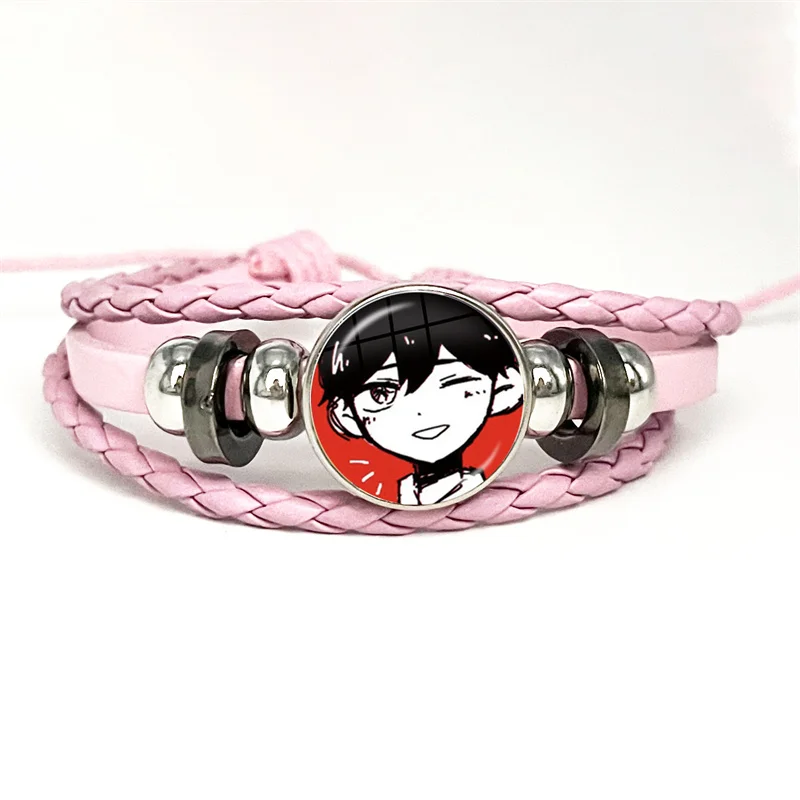 Omori Sunny And Mewo Pink Leather Bracelet Glass Cabochon Button Multilayer Bangles Wristband Gift 5