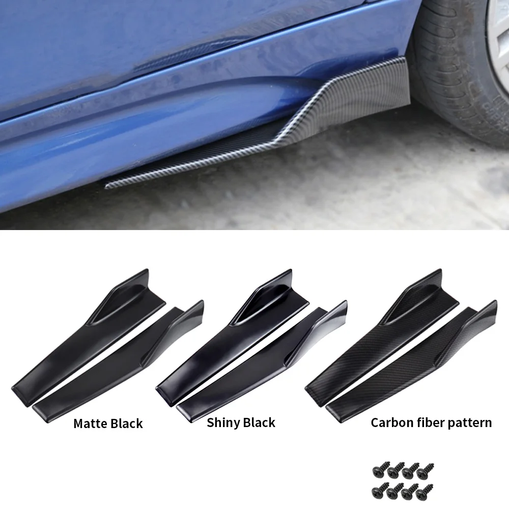 2 pezzi Minigonne laterali per auto Minigonna laterale nera lucida  universale Plastica ABS Rocker Splitter Winglet Wings Canard  Diffuser,esterno