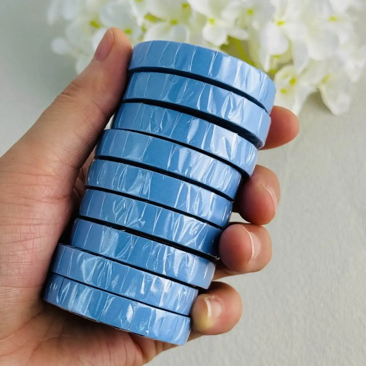 1/2/3 롤 0.8 CM*3 야드 슈퍼 헤어 블루 테이프 헤어 익스텐션/레이스 가발/부분 가발용 양면 접착 테이프