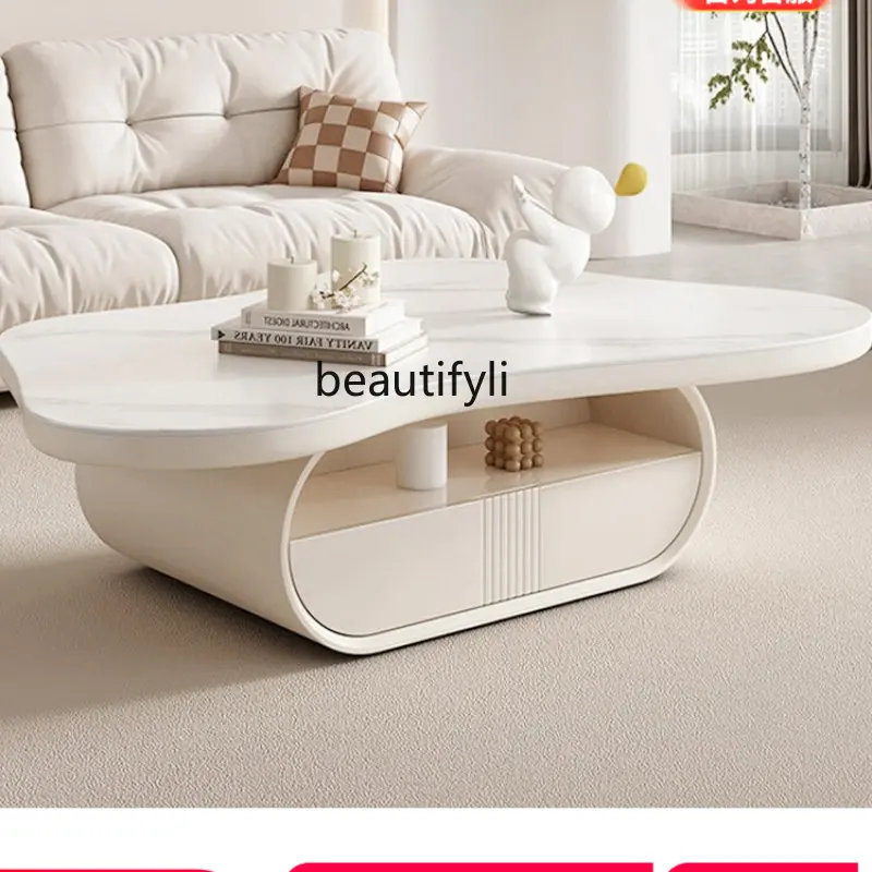 

Cream Wind Cloud Tea Table Living Room Home Simple Modern Stone Plate Irregular Table