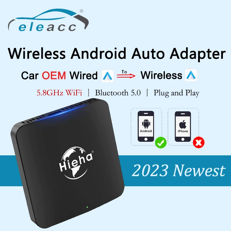 Eleacc Wired To Wireless Carplay Adapter Per Android Car Play Dongle Mini Ai Box Plug-Play Connessione Usb Con Wifi A 5.8Ghz