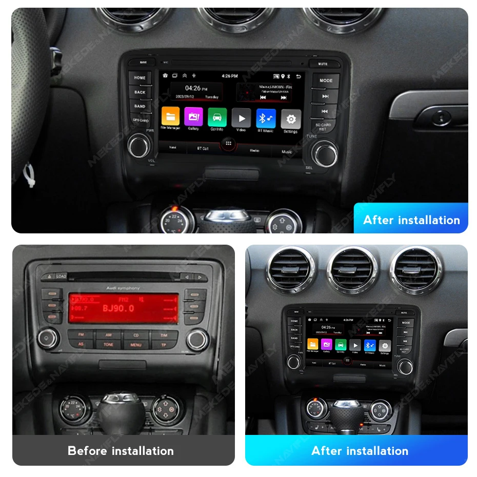 차량용 멀티미디어 플레이어, 아우디 TT MK2 8J 2006 2007 2008-2014 용, 안드로이드 13 오토라디오, GPS 내비게이션, 와이파이 BT 카플레이, 7 인치