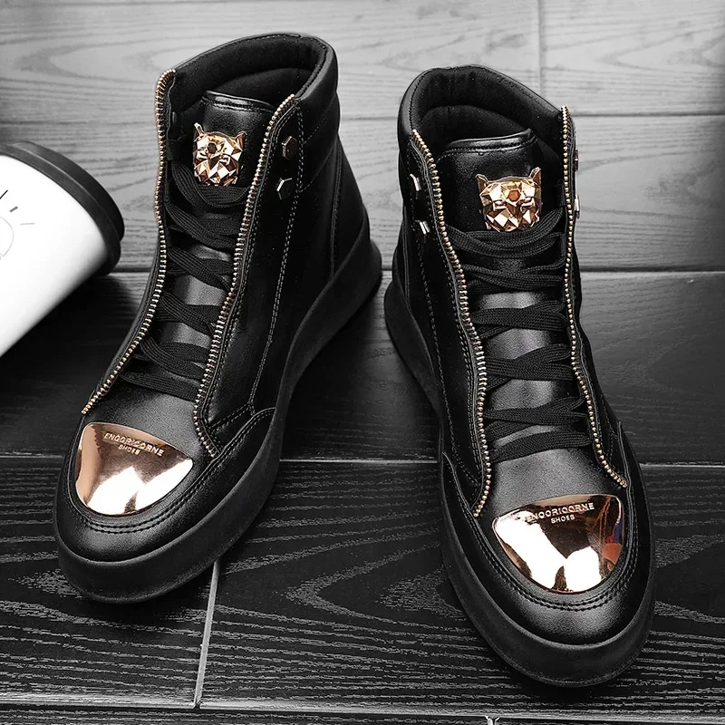 Men High Top Casual Sneakers Skateboard Platform Shoe Sport Training Ankle Boots casual board shoes casual sneakers