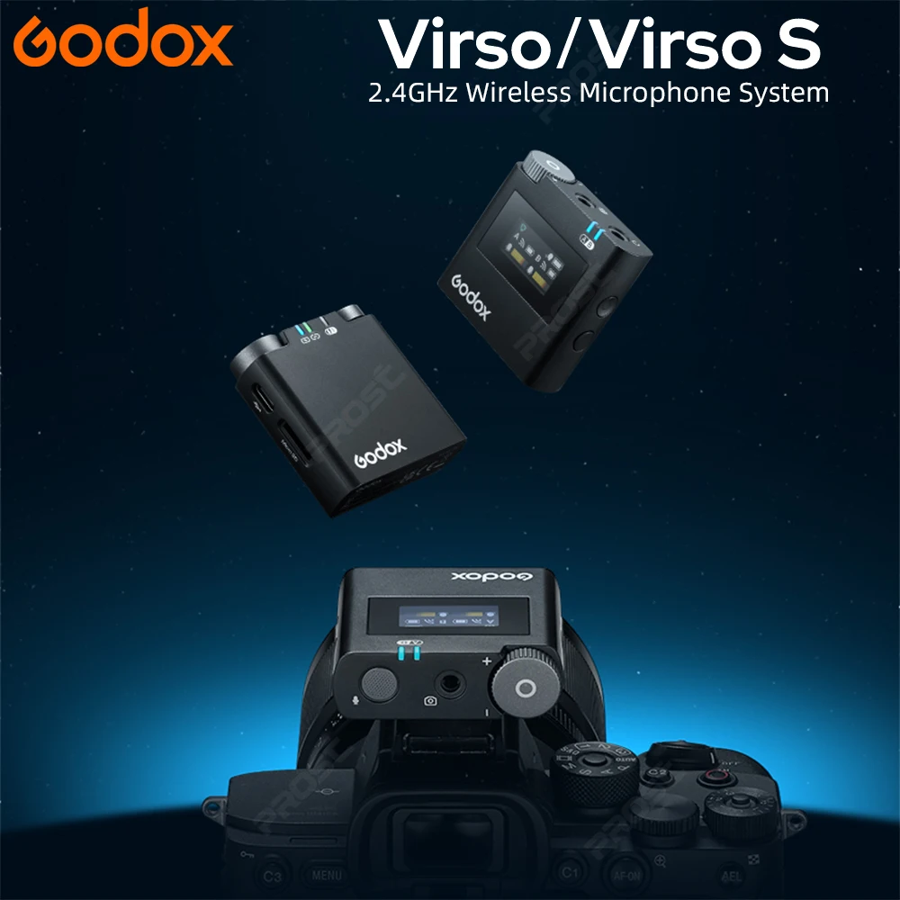 Godox Virso 무선 마이크, 인터뷰 녹화용, Virso S 송신기, 용 리시버 라발리에 마이크, M1 M2, 2.4GHz