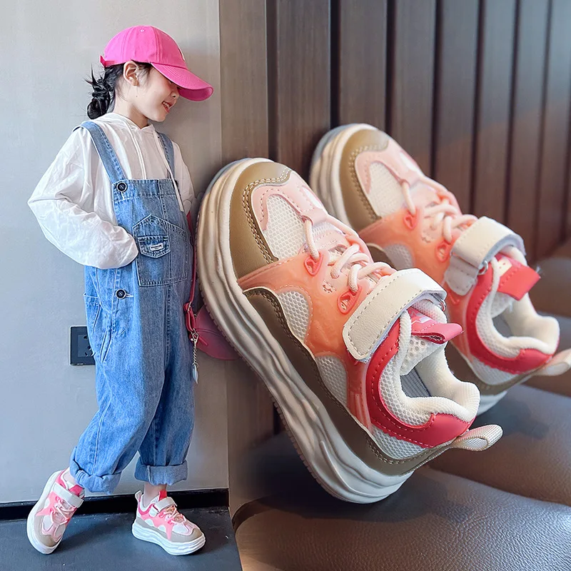 

Summer Kids Sneakers Fashion Patchwork Mesh Sports Shoes For Boys Girls Hollow Soft Breathable Toddler Children Running Shoes