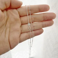 35-80 cm 1mm mince pur 925 perles en argent Sterling chaîne gourmette colliers ras du cou femmes filles bijoux Kolye Collares Collier Ketting 5