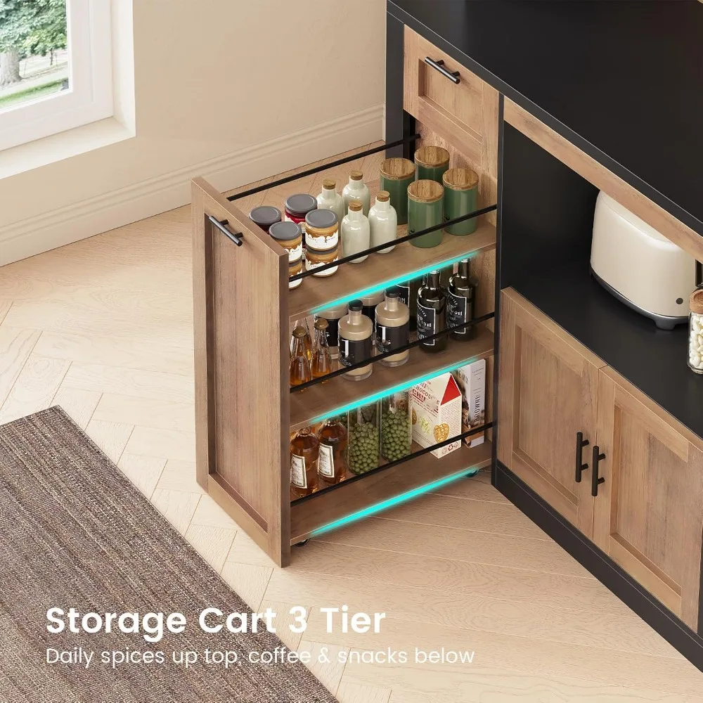 Kitchen Pantry Cabinet with LED 6