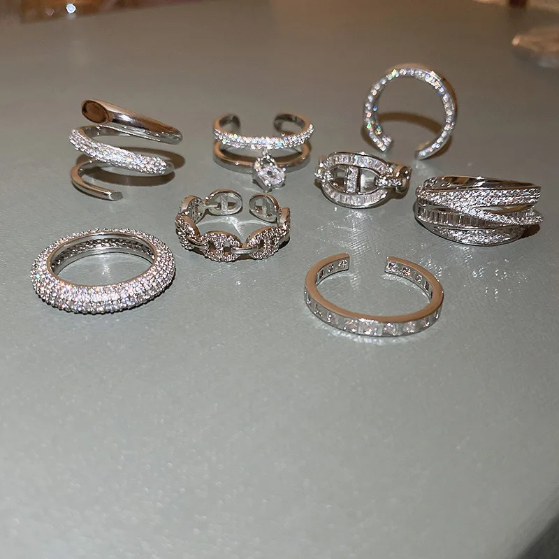 New Korea Exquisite Love Double Opening Ring Fashion Temperament Geometric Simple Ring Elegant Ladies Banquet Jewelry