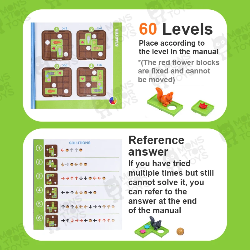 Children Educational Toy Squirrels Push Nuts IQ Puzzle Board Games Montessori Concentration Learning Logical Thinking Training 3
