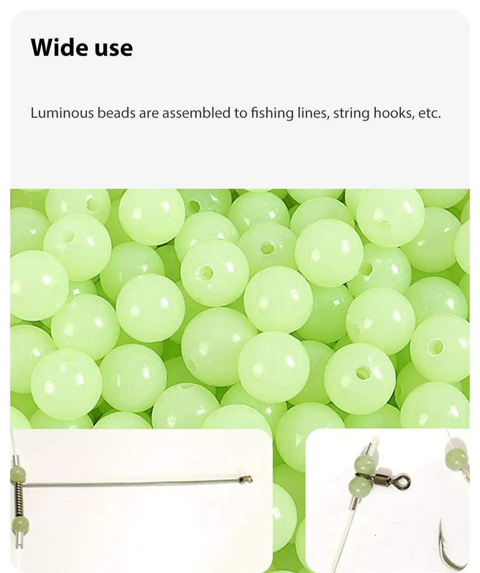 Leucht perlen Angeln Raum bohnen 4mm 5mm 6mm 100 Stück/Beutel locken leicht leuchtende Schwimmer bälle für Angel geräte im Freien – Detail 5