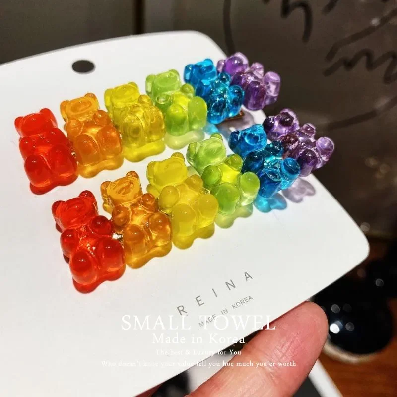 Hair accessory hair clip pearl hairpins Candy Color Jelly Bear Hair Barrette Clips Barrettes Cute Cartoon Animal Hairpin Women Girls Hairgrips Hair Acccessories Gifts