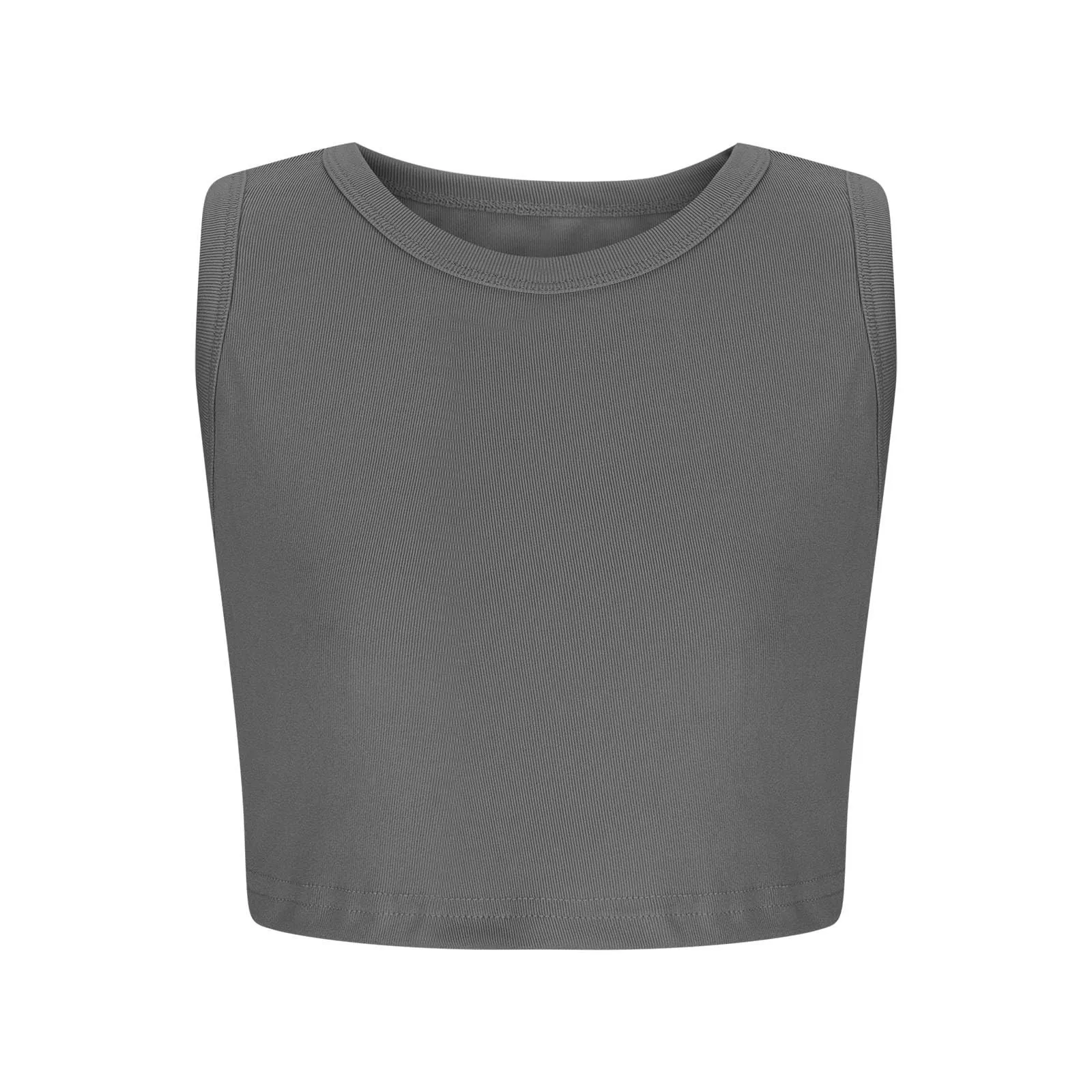 Girl Tank Tops Kids Athletic Fit Sleeveless Ribbed Knit High Neck Crop Top Elastic Bodysuit Gym Yoga Vest For Teenagers Girls - 5
