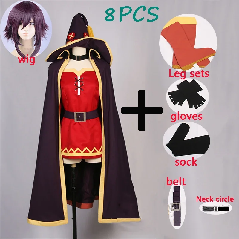 

KonoSuba God's Blessing On This Wonderful World Cosplay Women Megumin Cloak Dress Uniform Outfit Anime Cosplay Costumes