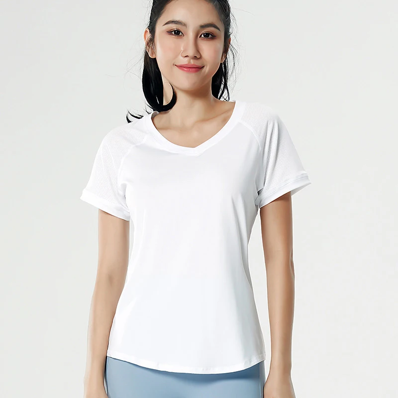 Sports Shirts Women Quick Dry Yoga T-shirt Gym Clothing Breathable