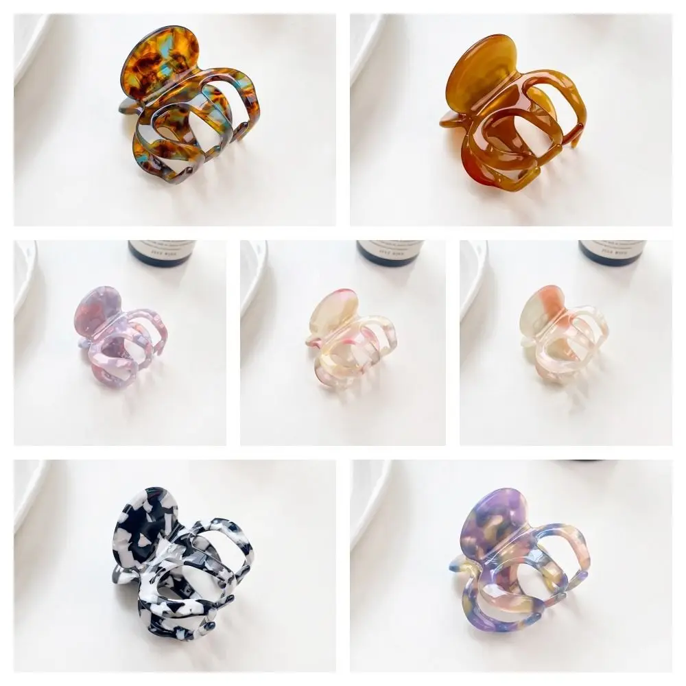 Acetate Pumpkin Grab Clip Small Korean Style High Ponytail Fixed Artifact Hairpin Hollow Out Shark Clip Retro Mini Hair Claw