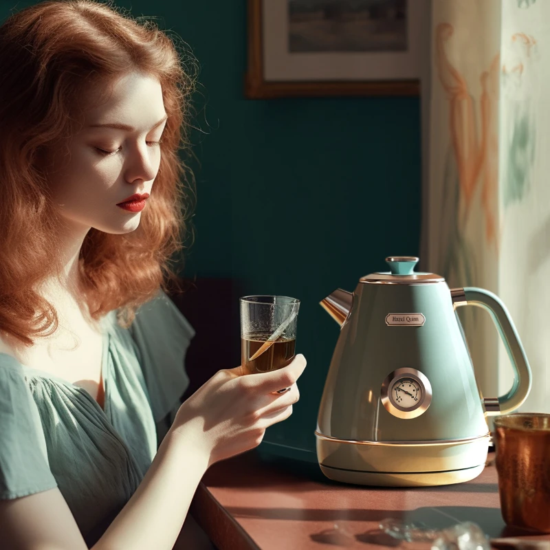 Green 1.8L Retro Thermometer Automatic Electric Kettle Water Boiler Fast Heating 304Stainless Steel 1200w 2