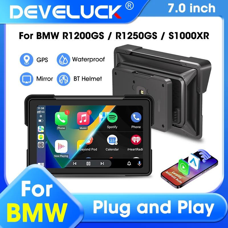 Android Auto Carplay Motorcycles for BMW Motorcycles R1200GS ADV/R1250GS ADV/S1000XR ADV Waterproof GPS Motorcycle Accessories