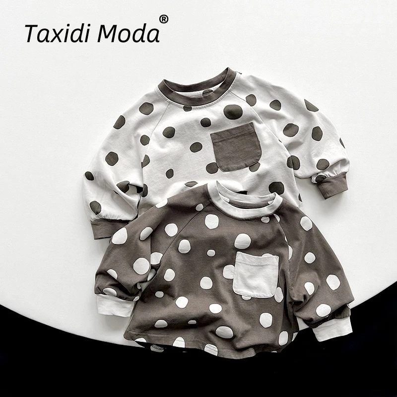 

Cotton Dot 2024 Spring Autumn New Kids T Shirts Casual Girls Long Sleeve Tops Tees Korean Toddler Wear Children Clothes For 1-8Y