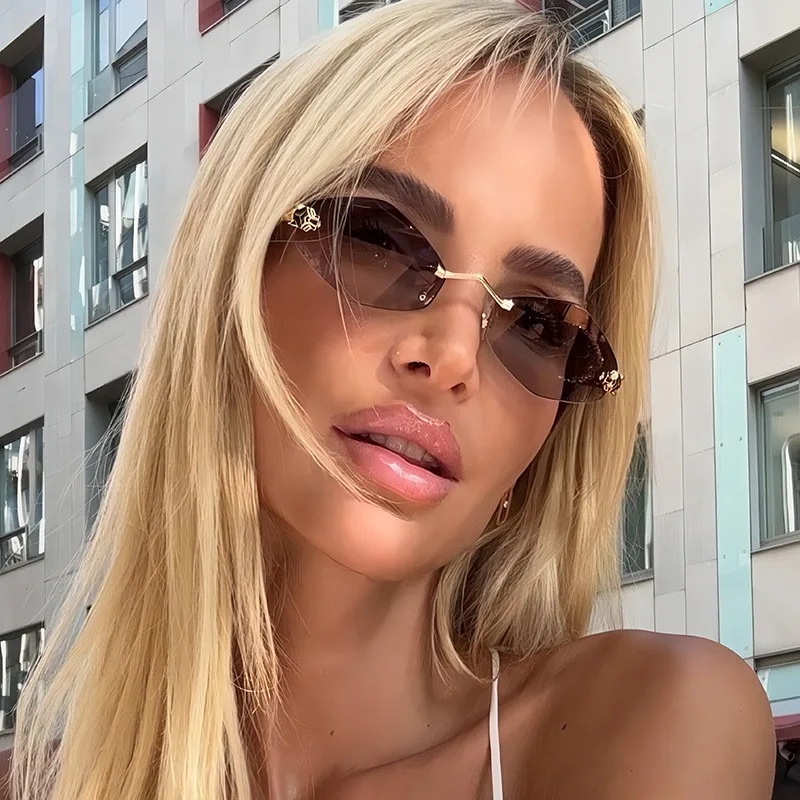 نظارات شمسية بدون إطار بحافة مقطوعة على شكل ألماس 3
