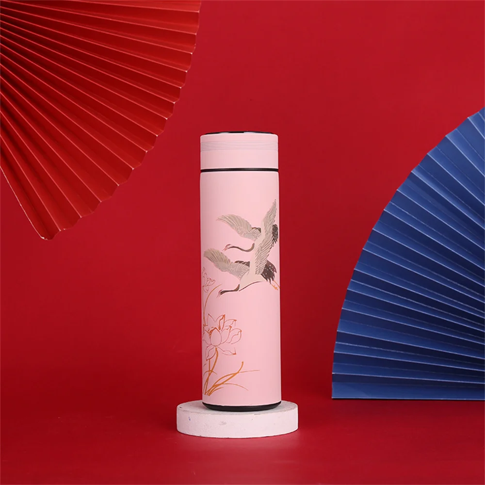 중국 스타일 지능형 보온병, 클래식 스타일, LED 터치 디스플레이, 스테인리스 스틸 진공 플라스크 머그잔 물병, 450ml