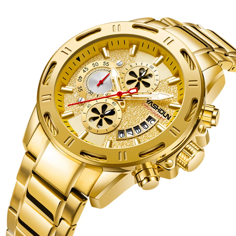 Men's Watches Luxury Gold Business Classic Clock Sport Waterproof Stainless Steel Band Wristwatches Analog Quartz Watches