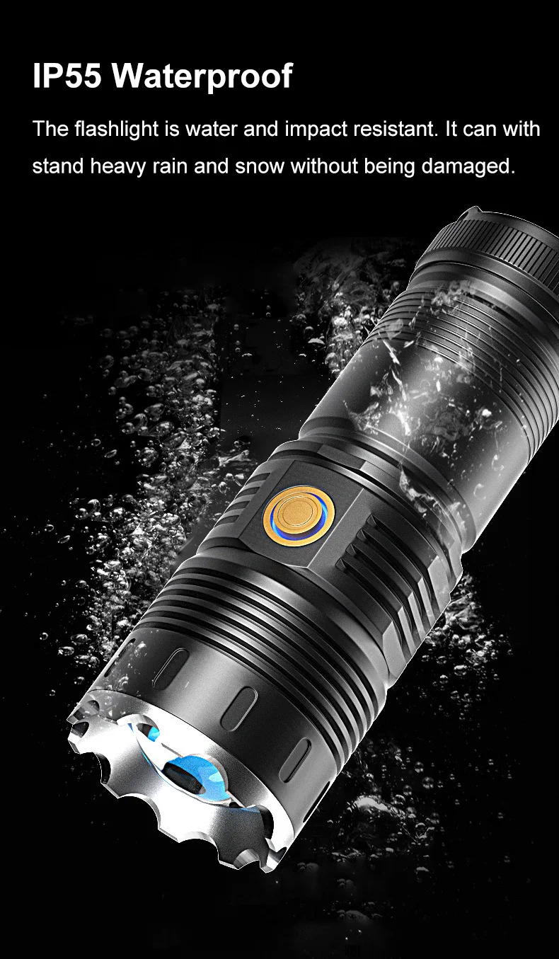 Description Picture 5 of itemNew Ultra Strong Light Flashlight Long Range 5000M High Lumen Patrol Focusing Long Range Zoom Multifunction 30W LED Flashlights