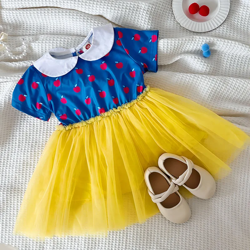 

Летнее Повседневное платье для маленьких девочек, платья-пачки с кукольным воротником, милая детская одежда для косплея