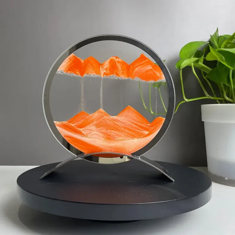 Sand Timer Liquid Hourglass Metal Base Sandscape Moving Sand Art Picture