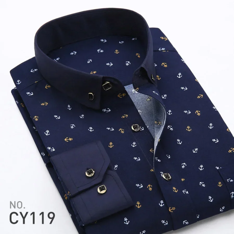 Men's Plaid Shirts Long Sleeve Spring Autumn Thin Male Casual Shirt Man Printed Dress Shirt Stripe Business Shirts Male dress shirts men casual shirts