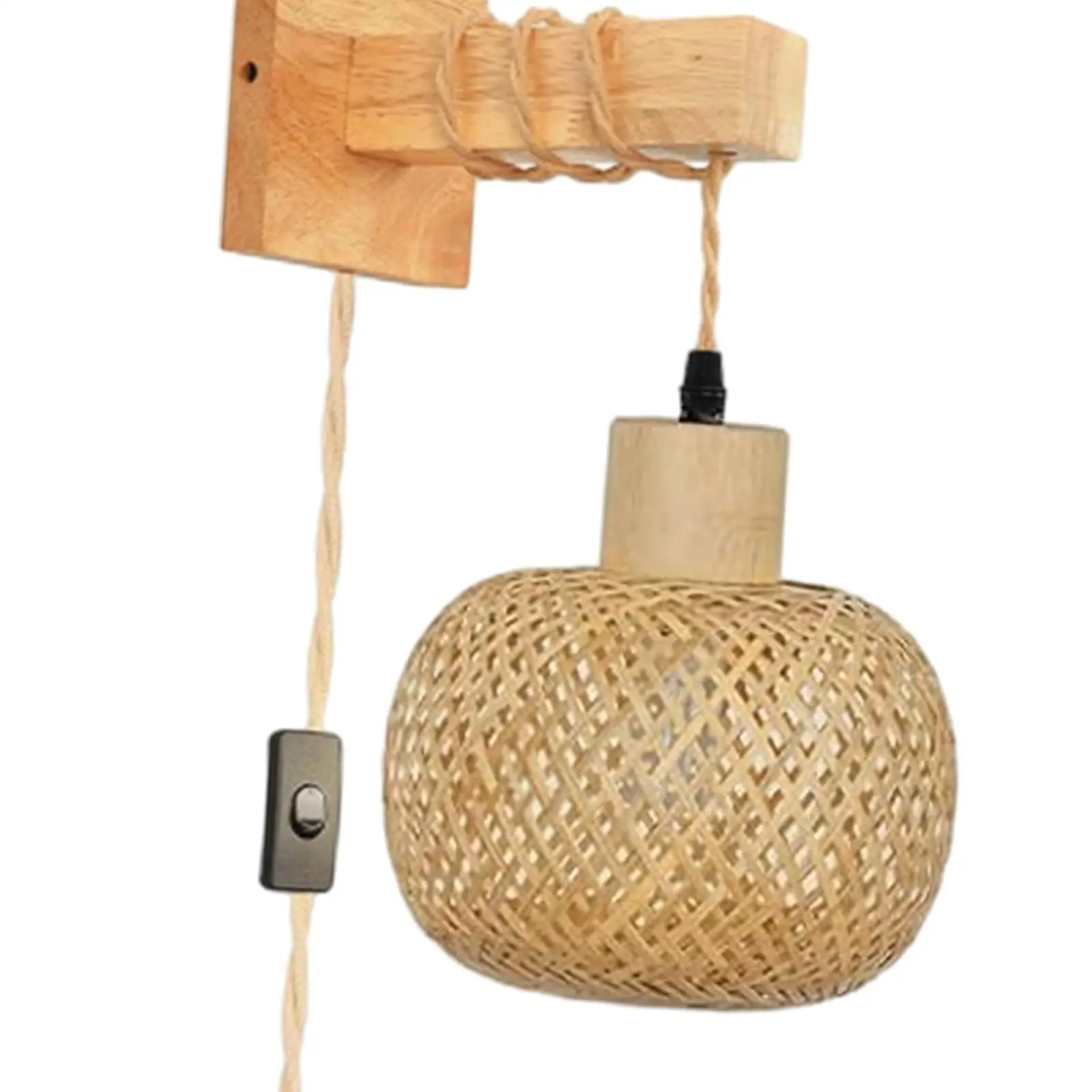 

Бамбуковое настенное бра в стиле бохо, Декор, настенное бра с бамбуковым основанием E26, прикроватная настенная лампа для гостиной, прихожей, ванной, для чтения дома